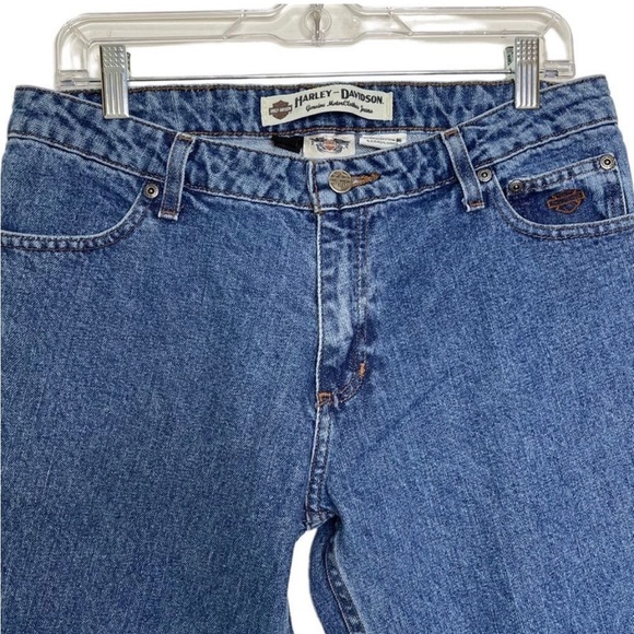 Harley Davidson Womens Relaxed Thigh Boot Cut Jeans Classic Blue Size 10 Missy - Picture 3 of 12
